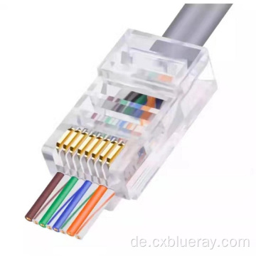 Hosell Unschirmes UTP 8p8c 3U 15U 50U Gold plattiert Cat5e Cat 6 Kristallfarbe RJ45 Modularer Stecker